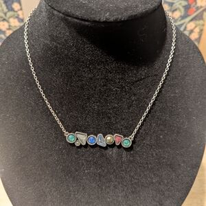 Simple Silver Multi-Stone Necklace